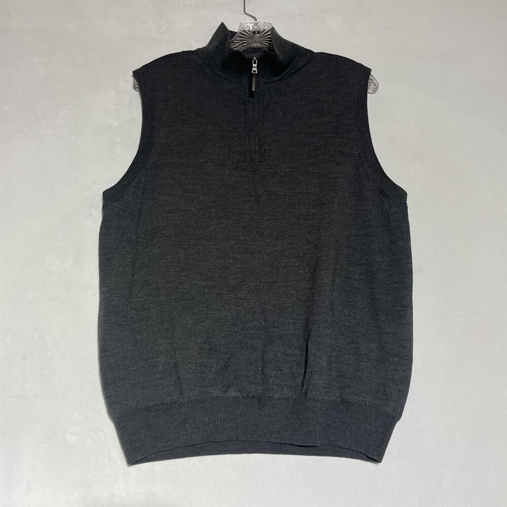 Fairway & Greene The Natural Wool Lined Sweater Vest Mens Small Gray Mock Neck